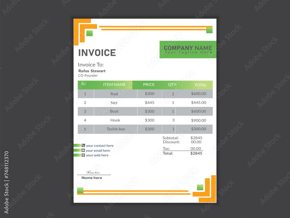 Minimalist professional vector a4 invoice design template. Minimalist professional vector a4 invoice design template.