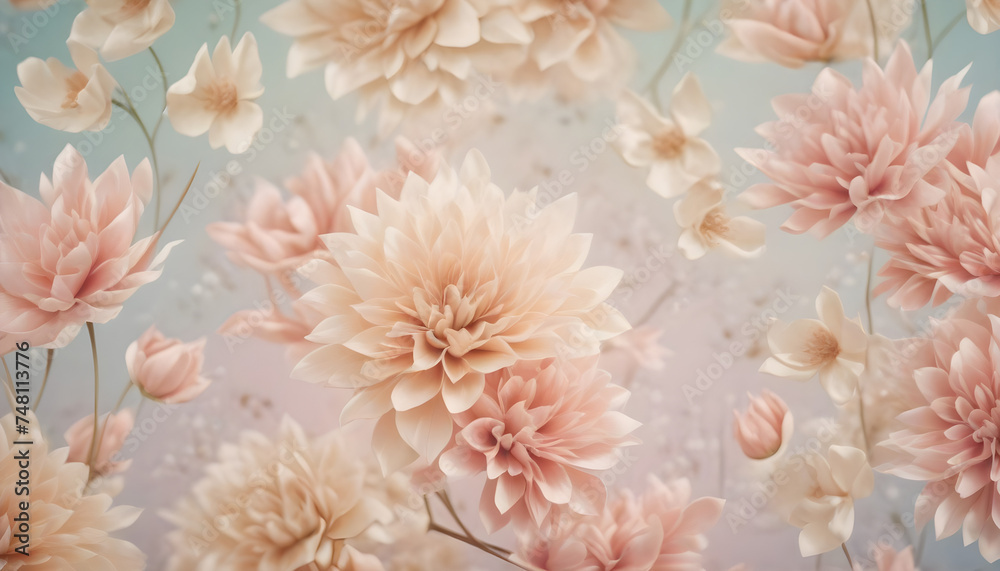 delicate airy spring and summer floral background in pink shades