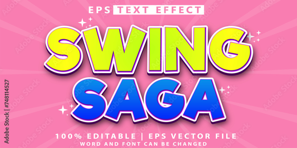 Swing saga 3d editable text effect vector Swing saga 3d editable text effect vector