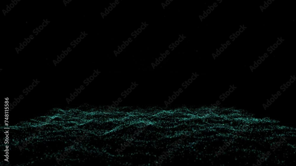 Particle waves dust on digital surface background, 3d particles ...