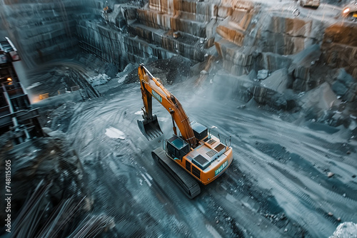 Dynamic excavator Working Excavator Tractor Digging A Trench in the mineral industry factory outdoor slope.