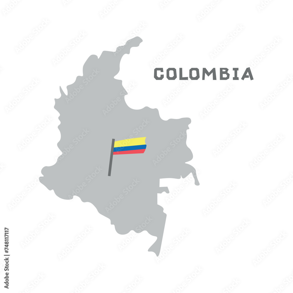 Obraz premium Colombia vector map with the flag inside. Map of the Colombia with the national flag isolated on white background. Vector illustration. Every country in the world is here 