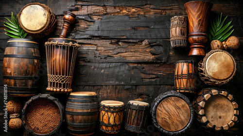 Percussion instruments, such as maracas, rattles and tambourin, are used to add rhythmic element