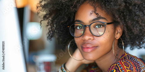 Portrait of an accountant at a desktop engaged in financial calculations and reporti photo