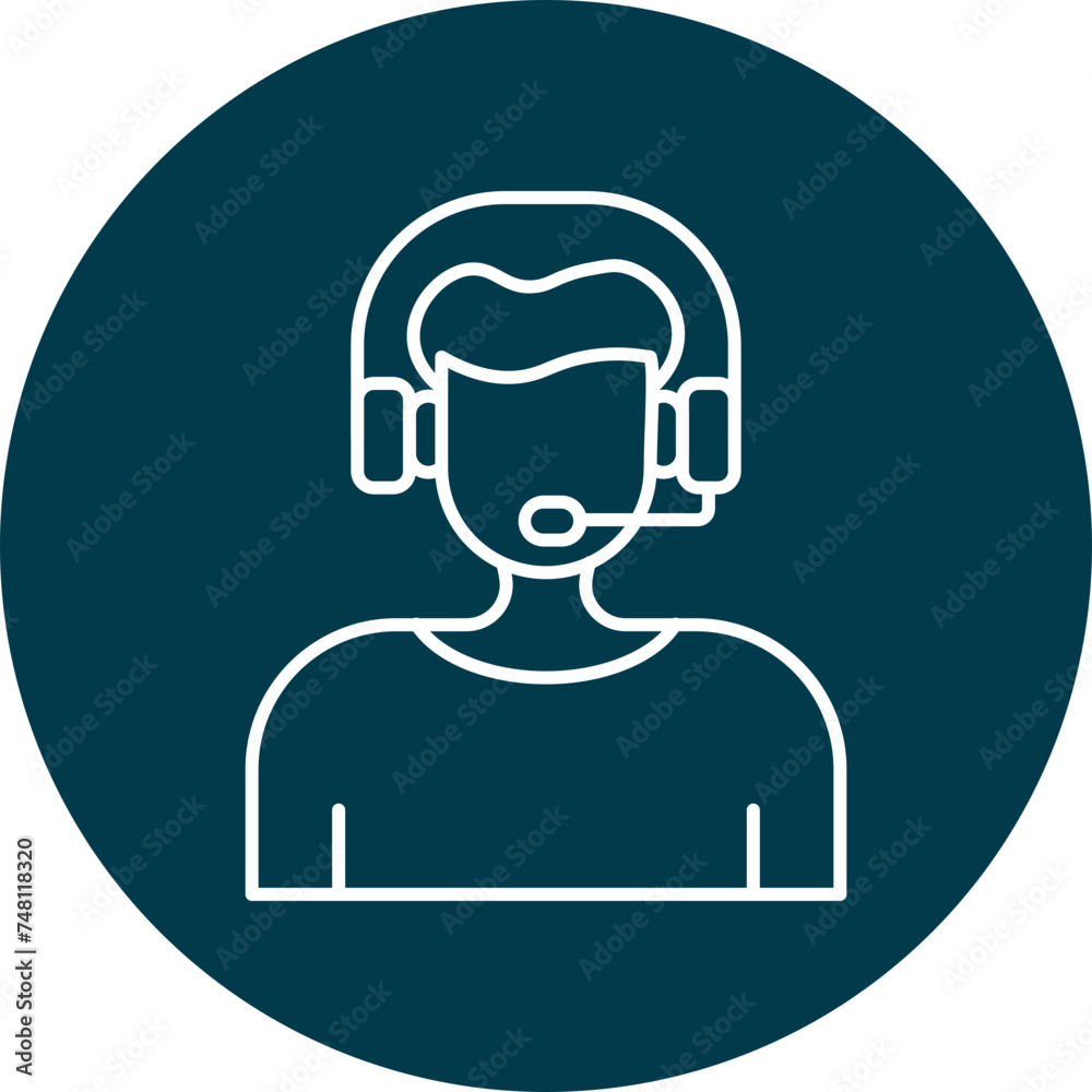 Call Center Line Circle Icon Design Call Center Line Circle Icon Design