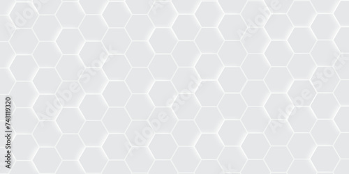 Hexagonal abstract background with light. Hexagonal seamless background. Abstract honeycomb vector abstract banner technology background.	 photo