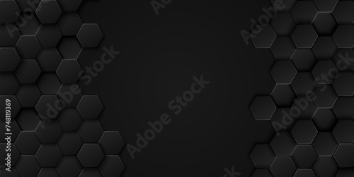 Hexagonal abstract background with light. Hexagonal seamless background. Abstract honeycomb vector abstract banner technology background.	