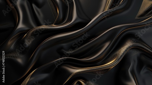 Smooth elegant silk. Closeup of rippled silk fabric texture. Luxury fabric background with copy space. AI-generated.