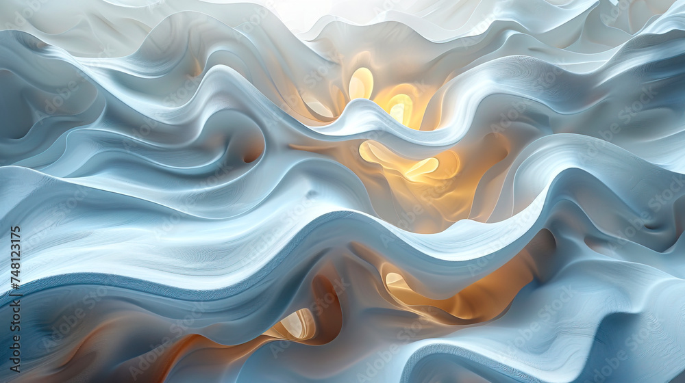 Abstract Wavy Landscape, Serene Flow of Colors created with Generative AI technology Abstract Wavy Landscape, Serene Flow of Colors created with Generative AI technology