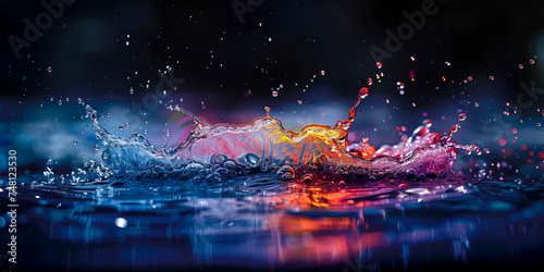 Dynamic Paint Splash Dance in Vibrant Neon Colors created with Generative AI technology