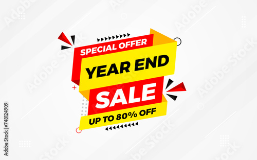 Year End sale offer banner template. stock clearance background. end of year banner template design for web or social media, Sale special offer. abstract vector design.