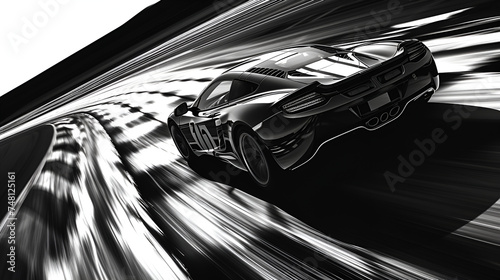 Black and white racing car
