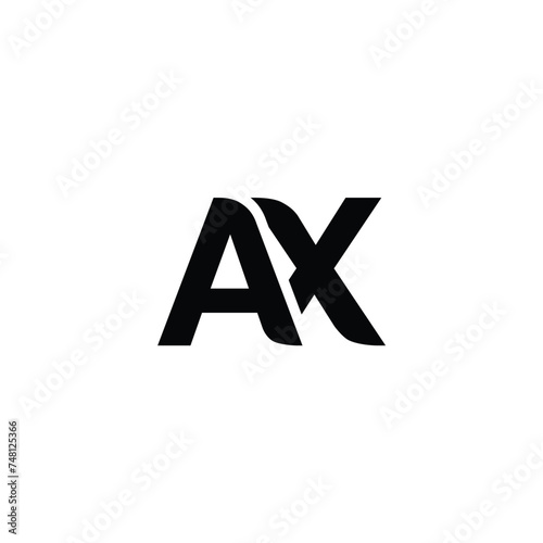 Minimalist Letter AX Logo Design , Editable in Vector Format in Black. initial Ax vector logo design