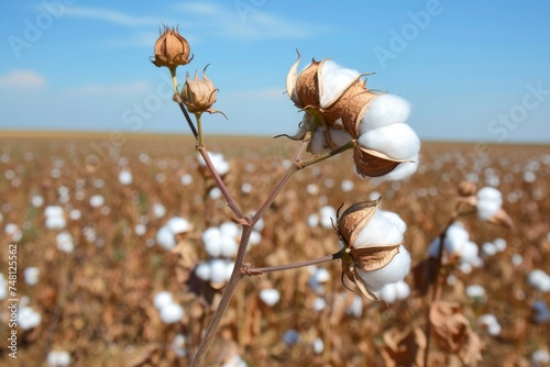 Cotton branch in Uzbekistan s field