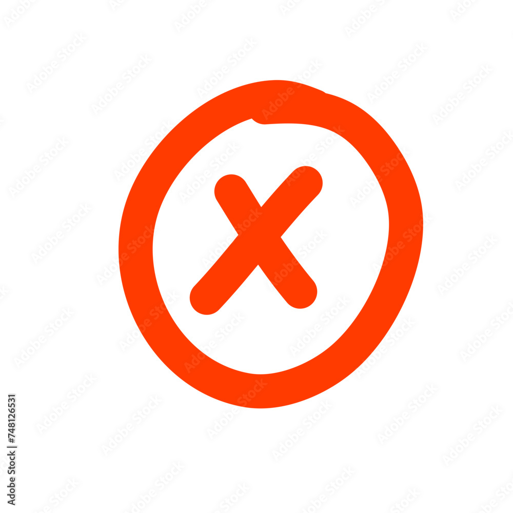 Doodle Prohibition Icon, Cross Sign