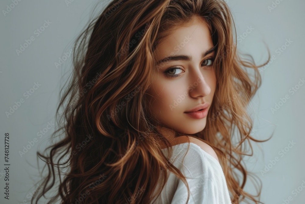 Gorgeous brunette woman with stunning curls Gorgeous brunette woman with stunning curls