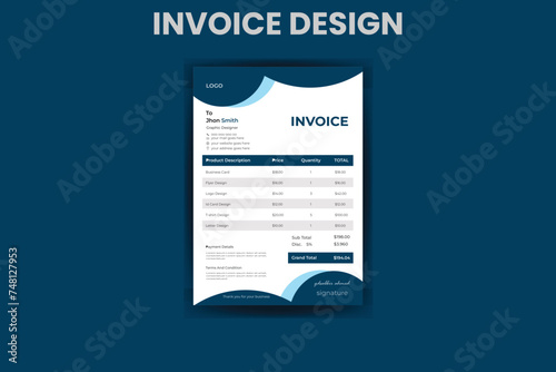 Business invoice form template. Invoicing quotes, money bills or price invoices, and payment agreement design templates. Tax form, bill graphic, or payment receipt page vector