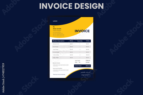 Business invoice form template. Invoicing quotes, money bills or price invoices, and payment agreement design templates. Tax form, bill graphic, or payment receipt page vector