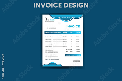 Business invoice form template. Invoicing quotes, money bills or price invoices, and payment agreement design templates. Tax form, bill graphic, or payment receipt page vector