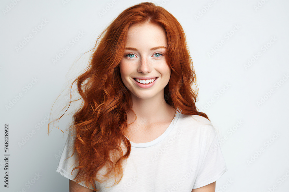 Generative IA technology illustration amazing woman happily smiling casual clothes Generative IA technology illustration amazing woman happily smiling casual clothes