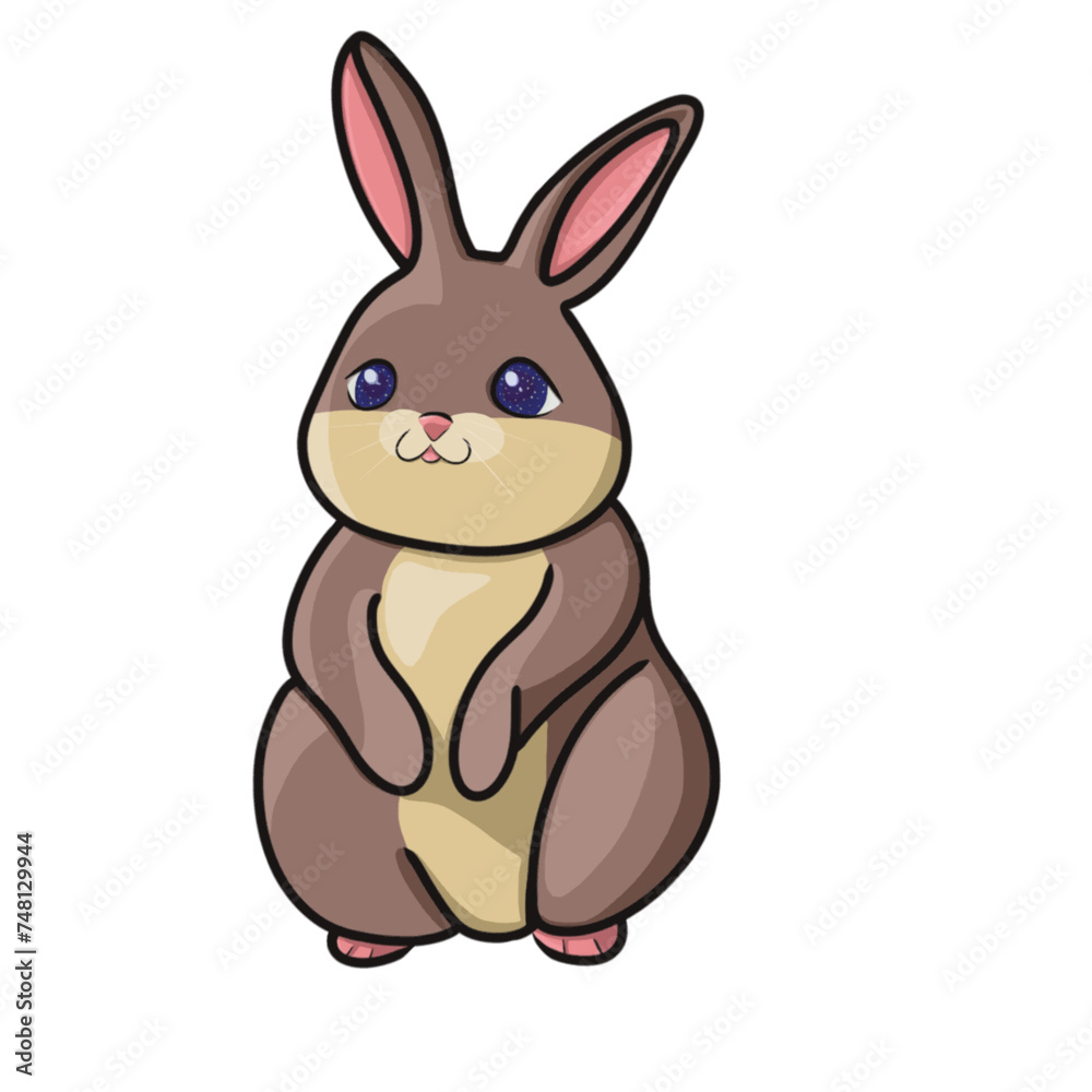 smiling cute bunny rabbit vector icon transparent background
