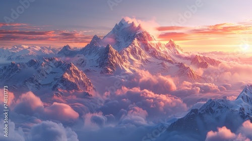 Majestic Mountains, New Beginnings, Summit, AI Generated
