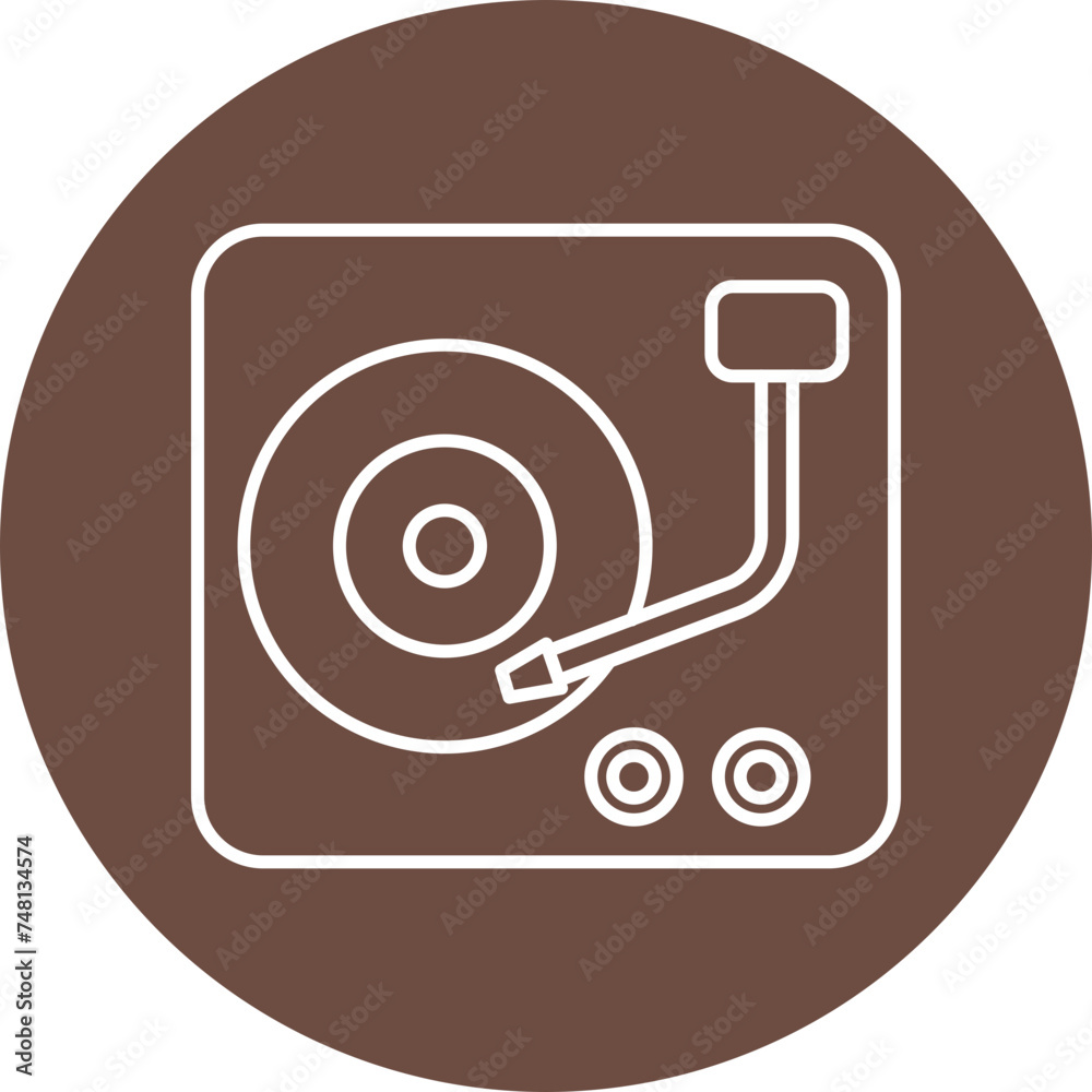 Vinyl Player Line Circle Icon Design Vinyl Player Line Circle Icon Design