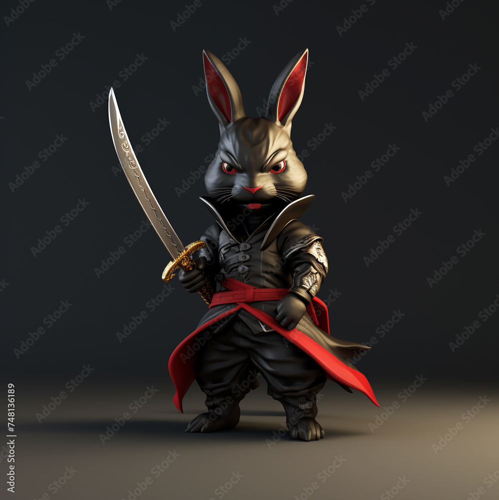 Ninja rabbit, cute cartoon, 3D ninja for design Ninja rabbit, cute cartoon, 3D ninja for design
