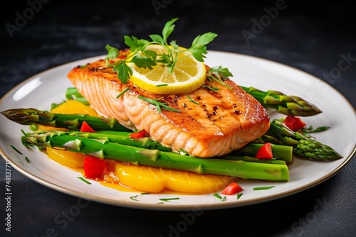 grilled salmon with lemon and salad