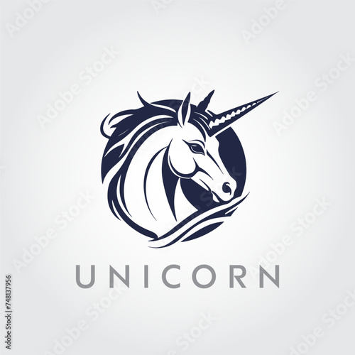 Unicorn Vector editable logo design. Unicorn silhouette