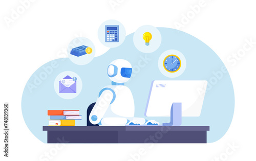 Artificial intelligence to help productivity. Business automation. AI robot help multitask. Innovation technology for work efficiency. Automation or robotic assistance