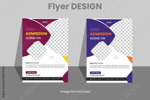 kids school admission flyer template. Flyer brochure cover template for Kids back to school education admission layout design. Creative and modern kids admission education poster, brochure layout