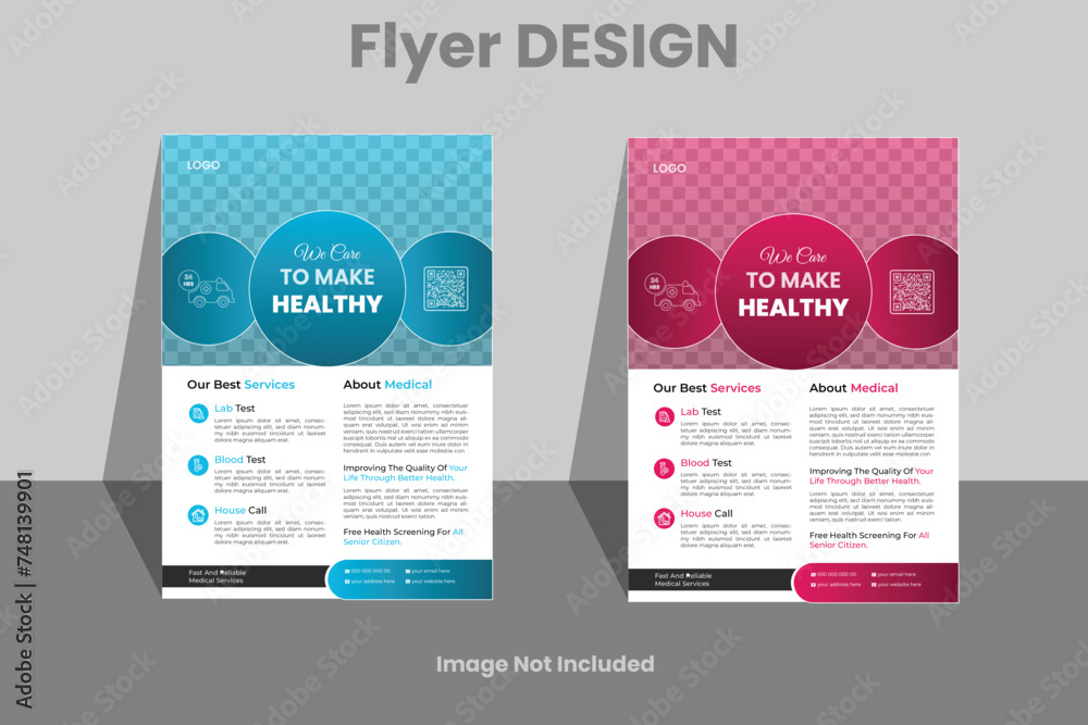 Fototapeta premium Corporate healthcare and medical cove a4 flyer design template for print