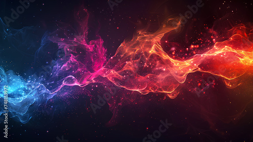 Fire background with space, galaxies, stars, celestial bodies, and science fiction elements, including super novas and extra-terrestrial beings, in a dreamlike, ethereal setting