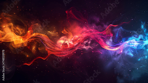 Dark cosmic scene with swirling fire  smoke  and distant stars amidst a celestial backdrop Keywords  Space  nebula  galaxy  interstellar  dust  astral  sci-fi