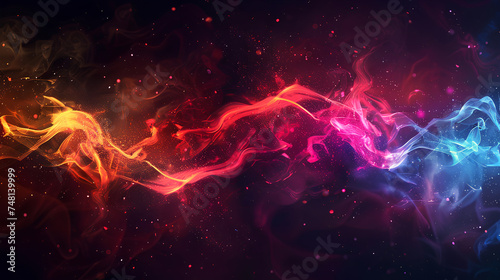 Lights background with nebula, galaxy, stars, and super nova Science fiction themed celestial scene with bright lights in the night sky Suitable for fantasy or sci-fi designs photo