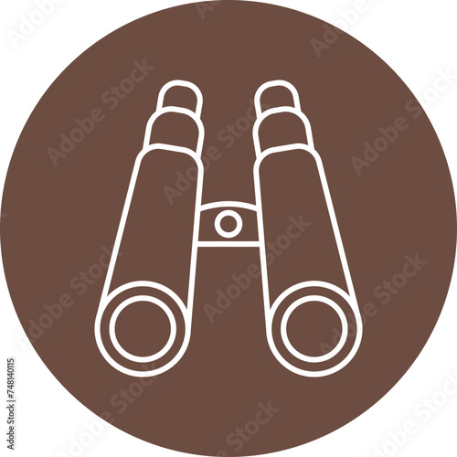 Binocular Line Circle Icon Design