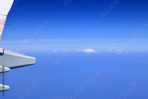 Mount Elbrus, Caucasus. View from the window of airplane