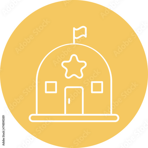 Military Base Line Circle Icon Design