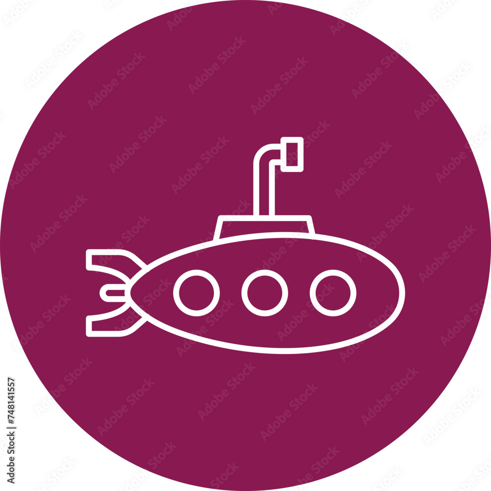Submarine Line Circle Icon Design Submarine Line Circle Icon Design