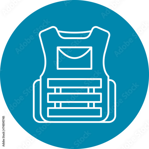 Bulletproof Vest Line Circle Icon Design