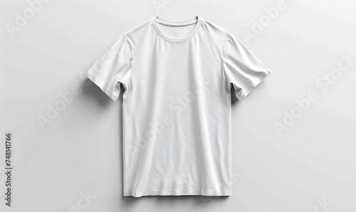 White empty blank t-shirt lying on a white color background. Creative mockup commercial photography.
