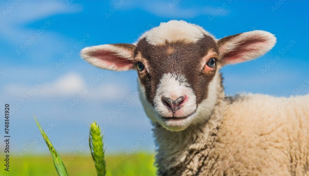 Fototapeta premium Little sheep on the field