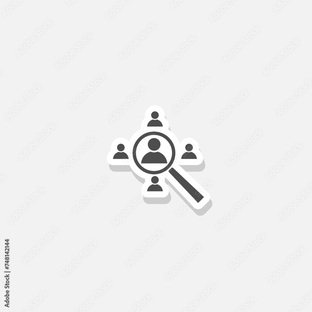Search for employees and job, business, human resource sticker isolated on gray background Search for employees and job, business, human resource sticker isolated on gray background