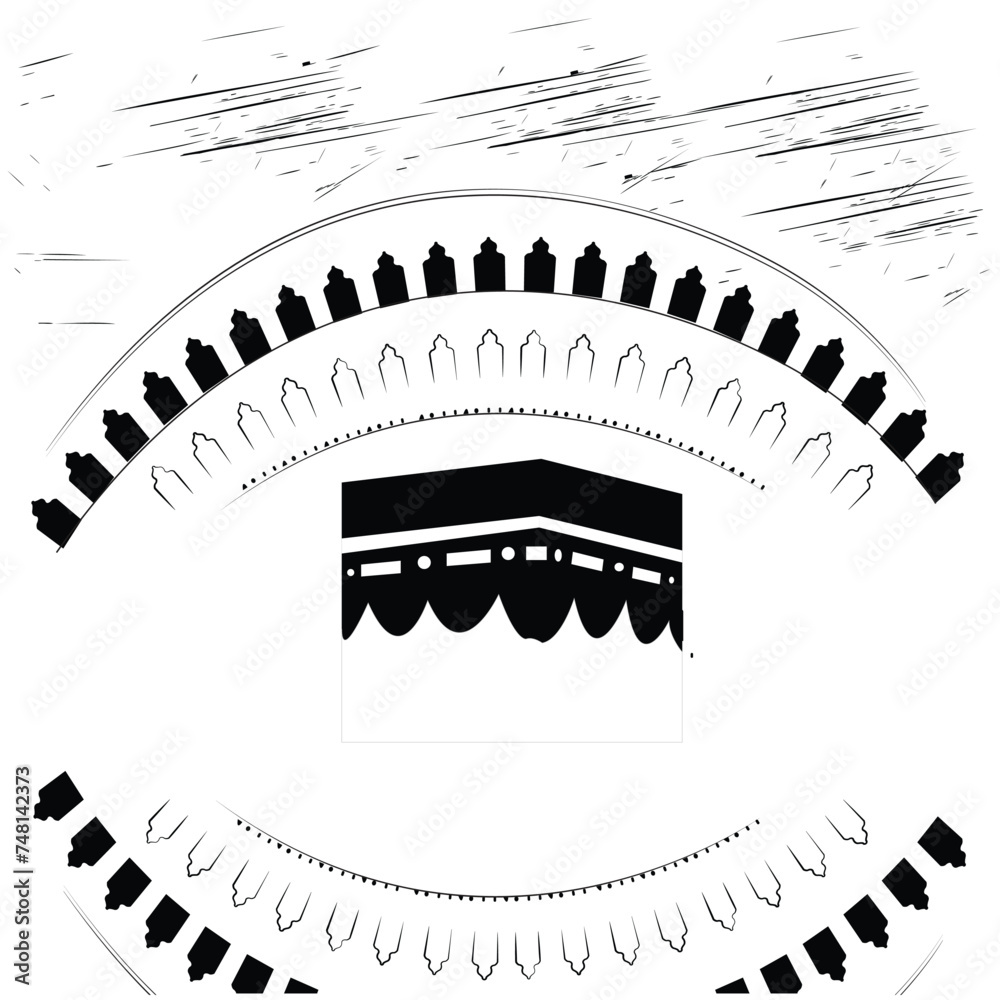 Holy kaaba in mecca saudi arabia hand drawn sketch vector design Holy kaaba in mecca saudi arabia hand drawn sketch vector design