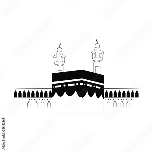 Holy kaaba in mecca saudi arabia hand drawn sketch vector illustration photo