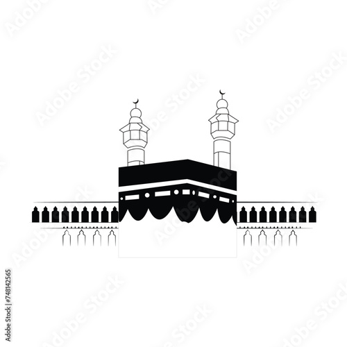Holy kaaba in mecca saudi arabia hand drawn sketch vector illustration