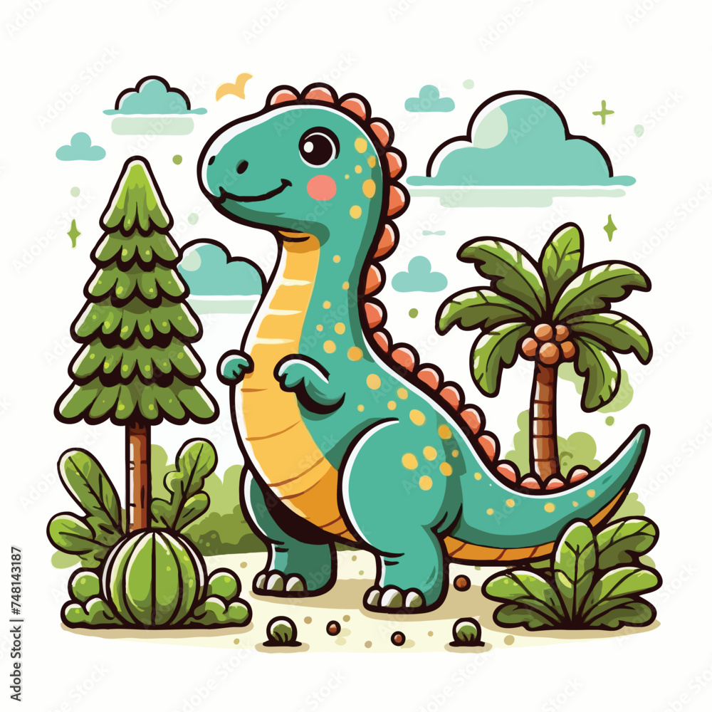 Fototapeta premium Dinosaur vactor on white background.