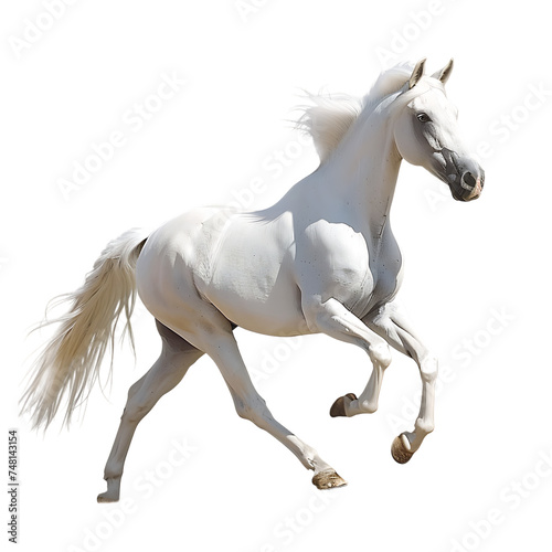 Beautiful White Horse isolated on white background  
