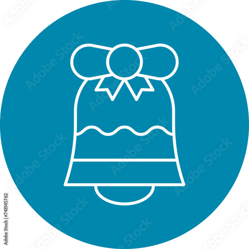 Christmas Bell Line Circle Icon Design